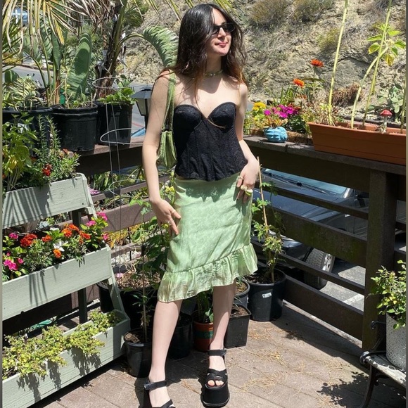 ✨WORLD OF MY OWN NYC✨Paisley Satin Ruffle Skirt - Picture 3 of 5